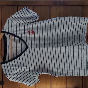 little blue house navy & white stripe short sleeve t Large